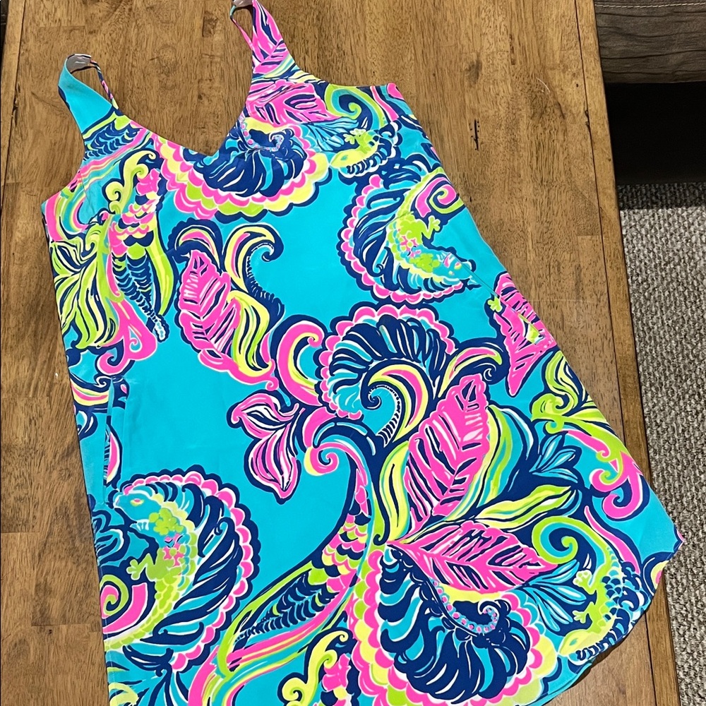 Lilly Pulitzer Tropical Blue and Pink Mini Dress